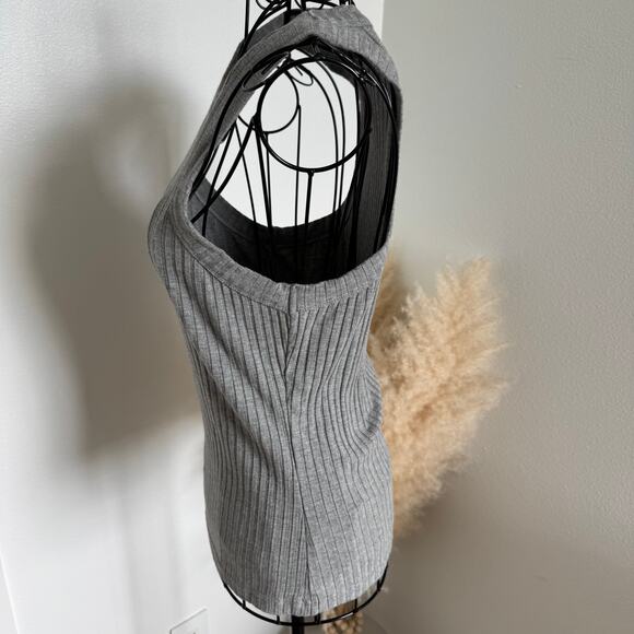 Free People Movement Blissed Out Gray Ribbed Racerback Tank Small - Picture 6 of 10